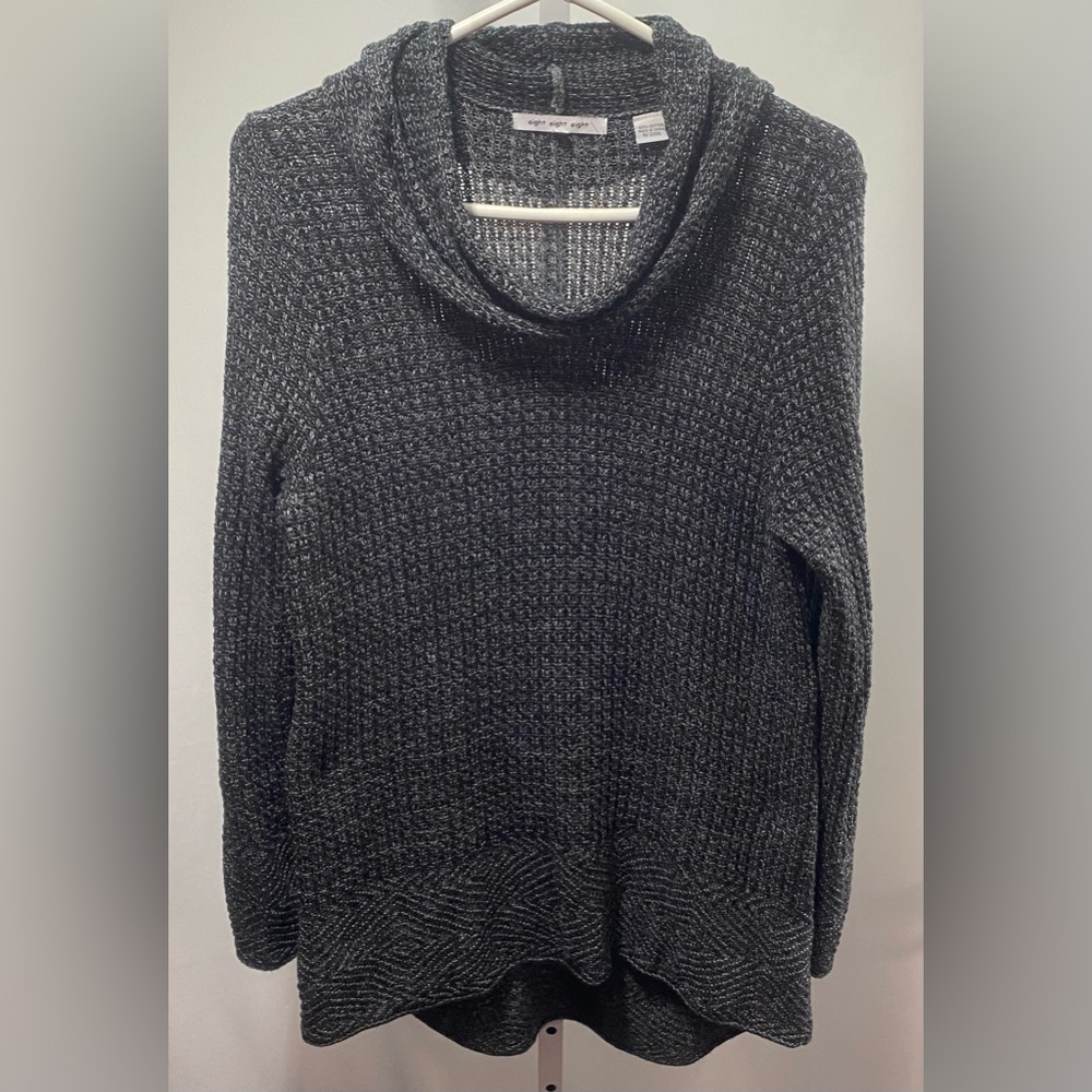 Eight Eight Eight Black Knit‎ High/Low Sweater W/Cowl Neck Women's sz L